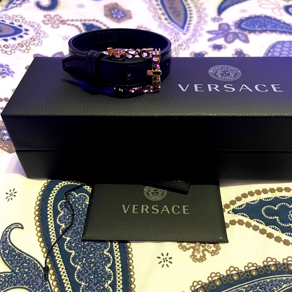 Versace Leather Buckle Bracelet